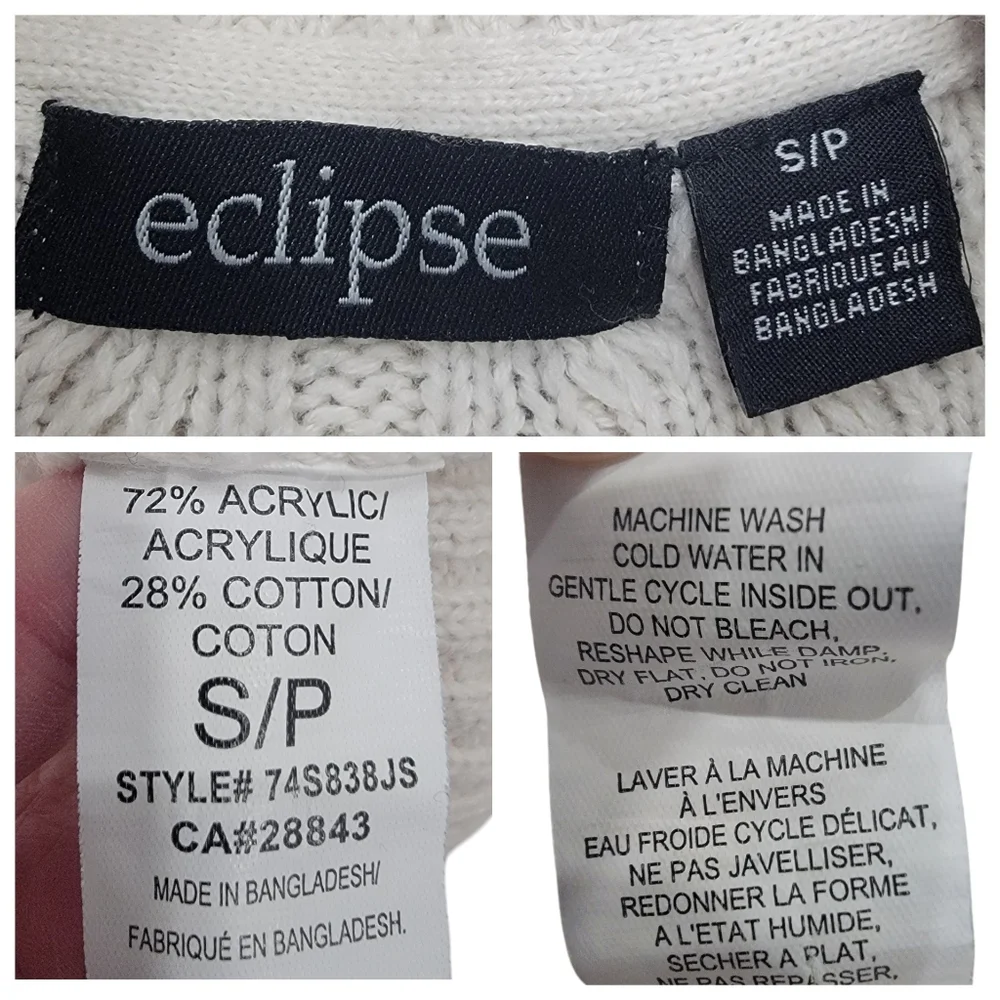 Eclipse Mitered Turtleneck Sweater Knit Neutral Cream White Pullover Wom… - Picture 14 of 16